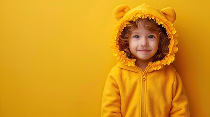 portrait of a child in a yellow  sunflower costume
