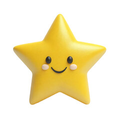Cute smiling yellow star 3D render illustration, great for icons, kids designs, and positive concepts.