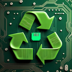 recycle symbol on green background