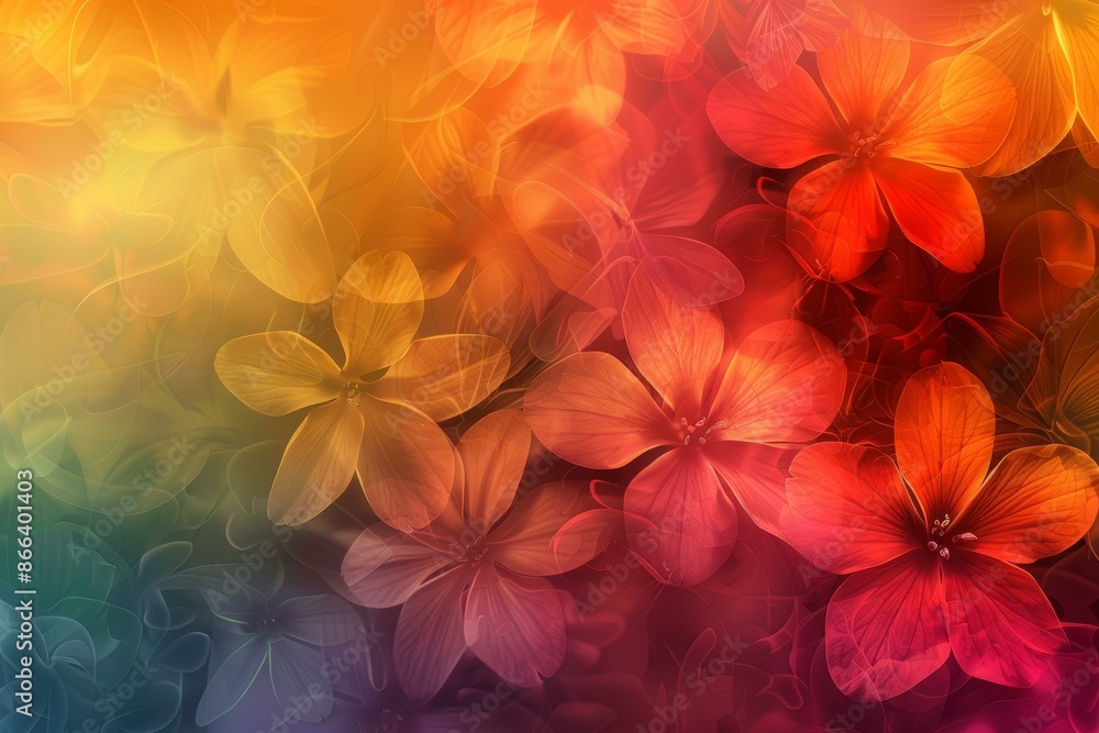 Poster vibrant and colorful floral gradient background with abstract warm and cool transition. perfect as a