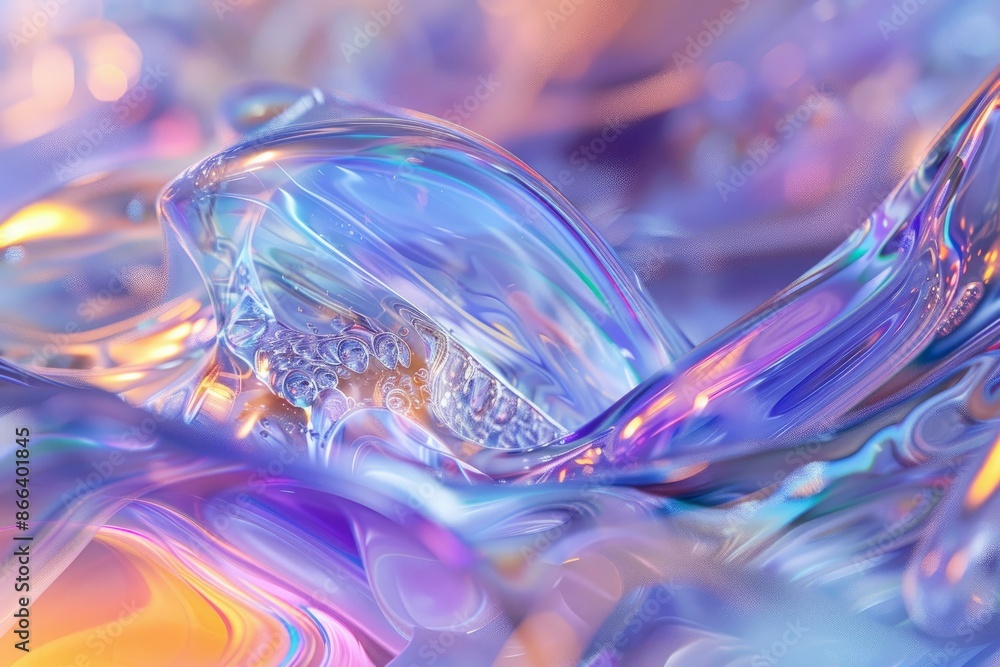 Poster ethereal and vibrant glass abstract background with colorful. iridescent. and translucent patterns a