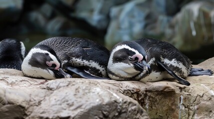 Naklejka premium Two penguins dreaming 