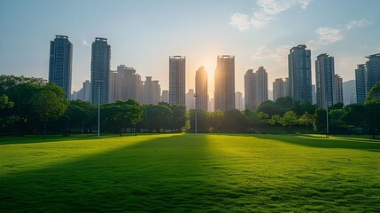 Obraz premium Stunning Cityscape with Lush Central Park Provides Tranquil Oasis Amid Modern Urban Skyline