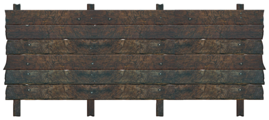 Fence made of brown old wooden planks on isolated background