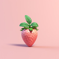 3d strawberry icon on pink background