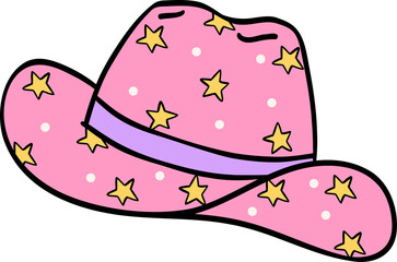 Groovy Western Cowboy Hat Halloween Retro Funky Cartoon Doodle