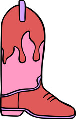 Groovy Western Cowboy HaGroovy Western Cowboy boot Halloween Retro Funky Cartoon Doodle lloween Retro Funky Cartoon Doodle