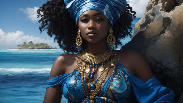 Traditional Yoruba Artwork Featuring Yemay&aacute; A Deep Dive into Cultural Significance.