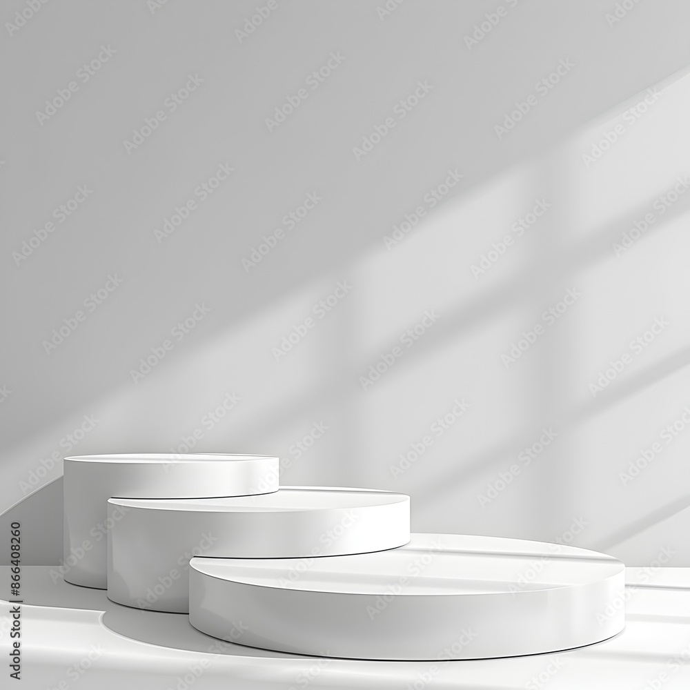 Canvas Prints geometric white platforms on minimalist backdrop for multi product displays and presentations