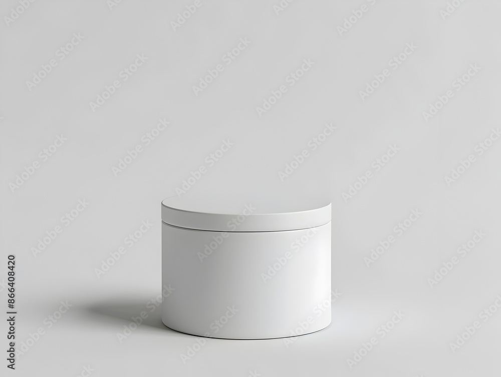 Poster simple white cylindrical stand on clean minimal background for product display and presentation conc