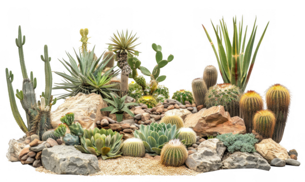 Diverse Desert Garden with Cacti