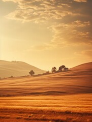 Obraz premium Sun Setting Behind a Field of Gold