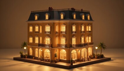 Naklejka premium historical miniature hotel building design on the table 