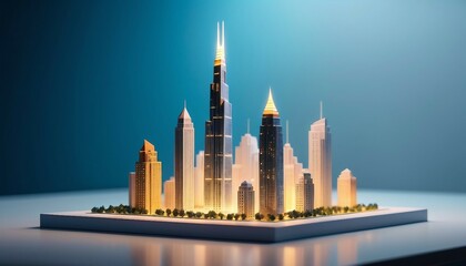 Fototapeta premium modern skyscraper miniature on the table 