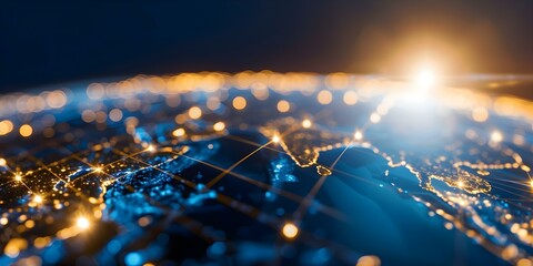 Data transfers rapidly across the globe fueling global business transactions at high speeds. Concept Global Business Transactions, Data Transfers, High-Speed Connectivity, Global Economic Impact