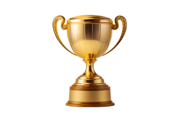 Gold trophy cup isolated on transparent background