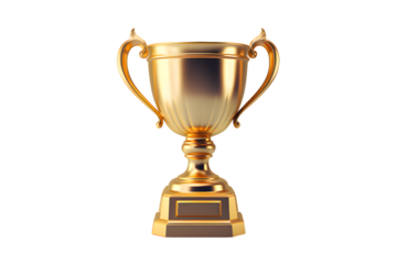Gold trophy cup isolated on transparent background