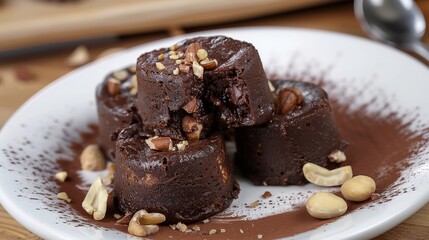 Decadent Chocolate Peanut Butter Cups with Chopped Peanuts on a Plate