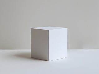 Naklejka premium Simple White Cube on Minimalist Clean Background for Product Presentation Concept