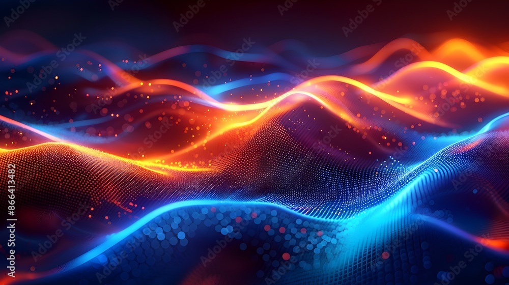 Aufkleber vibrant neon abstract waves for tech gadget displays and product concepts with copy space