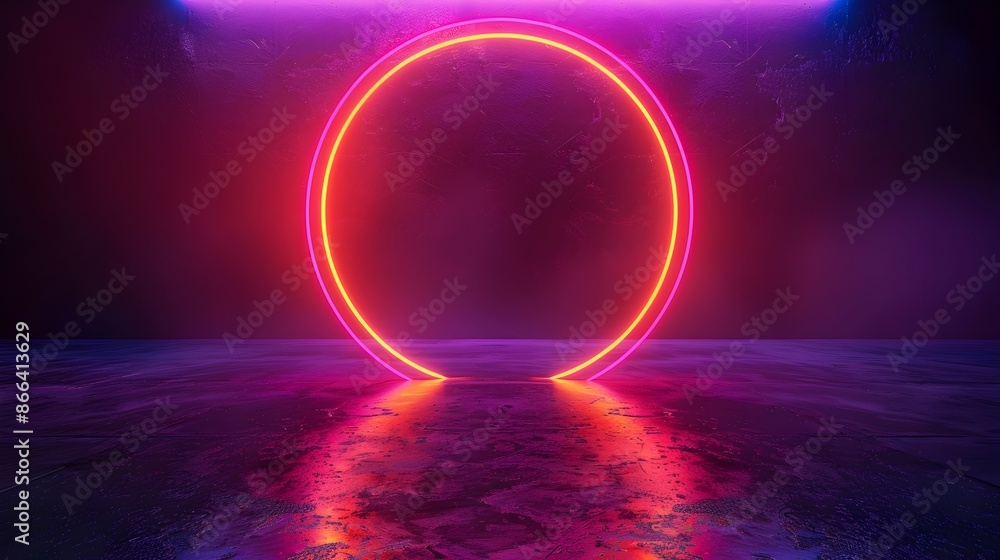 Poster vibrant neon circles bold and dynamic abstract background for product display