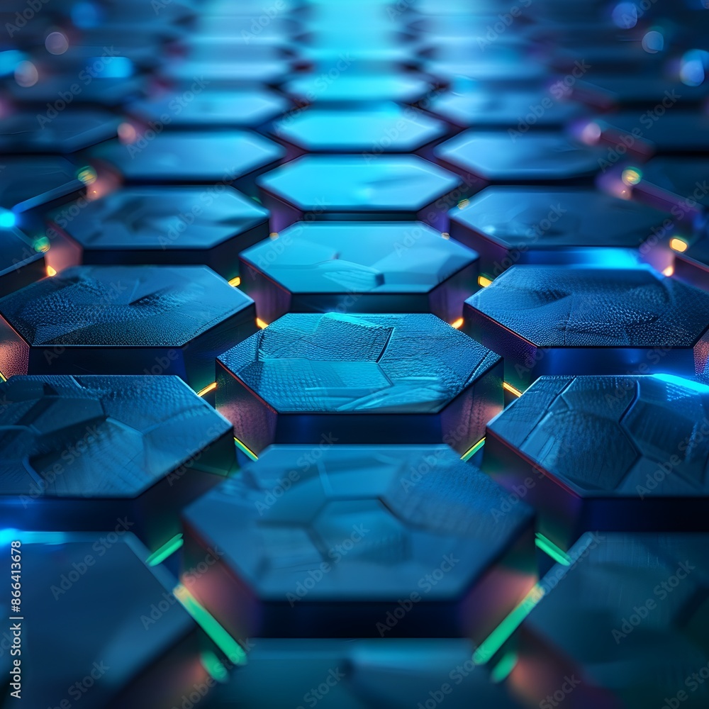 Aufkleber neon hexagonal backdrop for sleek tech product displays