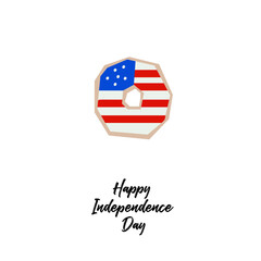 American patriotic donut shape for 4th of July USA Independence Day in cutout style