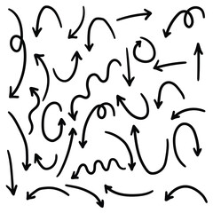 Hand drawn set of arrows on a white background.