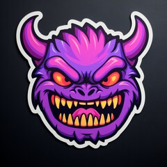 Angry Purple Monster with Horns Illustration. Ideal for Gaming Logos, Stickers, Apparel