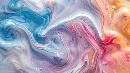 Abstract Swirling Paint, Fluid Art, Vibrant Colors, Liquid Marble Texture