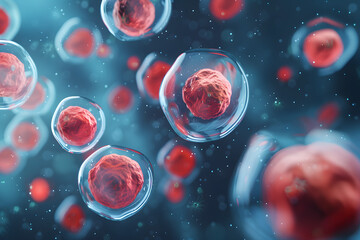 3d rendering of Human cell or Embryonic stem cell microscope background.