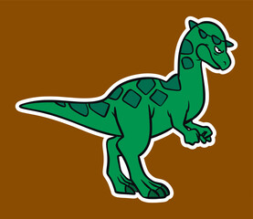 Isolated Dinosaur Standing Sticker Cartoon Illustration