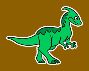Isolated Dinosaur Standing Sticker Cartoon Illustration