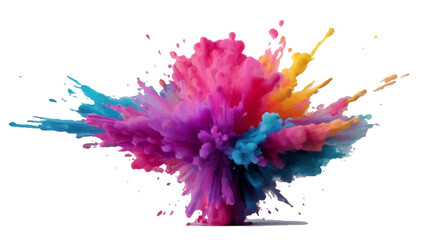 Bright colorful watercolor splash splatter stain brush strokes on white background. Modern vibrant aquarelle spot. Aquarelle explosion on white. Element. Vector watercolor illustration isolated design