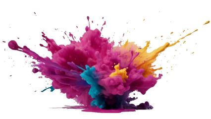 Bright colorful watercolor splash splatter stain brush strokes on white background. Modern vibrant aquarelle spot. Aquarelle explosion on white. Element. Vector watercolor illustration isolated design