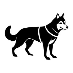 Siberian husky dog silhouette full body standing  for graphic design vector and illustration on white Background