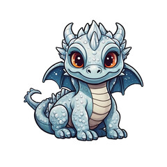Obraz premium Blue , little baby Dragon character transparent background , fantasy dragon character .