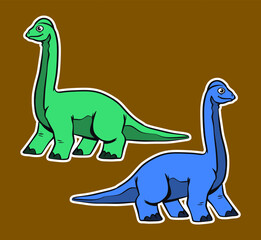 Naklejka premium Isolated Dinosaur Standing Sticker Cartoon Illustration
