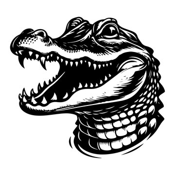 recommend clip art: A black crocodile alligator reptile animal on a white background
