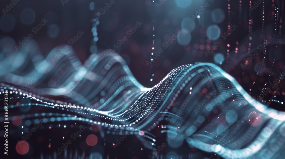 Poster abstract digital waves with bokeh lights