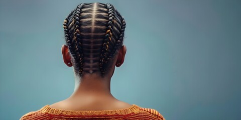 Woman with cornrow hairstyle photographed from the back. Concept Hairstyle Inspiration, Unique Angles, Hair Photography, Portrait Composition, Women's Fashion