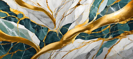 Paint a scene inspired by Carrara marble with gilded accents, using oil techniques to emphas. Generative AI.	
