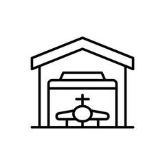 Hangar outline icons, minimalist vector illustration ,simple transparent graphic element .Isolated on white background