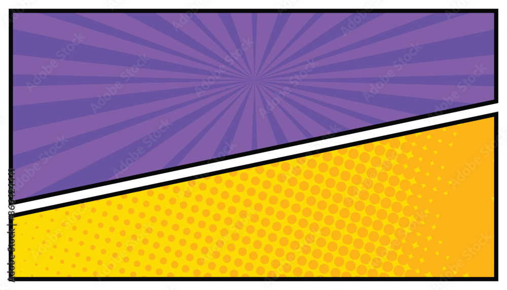 Poster comic backgrounds. pop art backdrops in frames. vintage vector templates set with rays, dots or spot