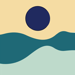 Minimalist Sunset Landscape Vector illustration