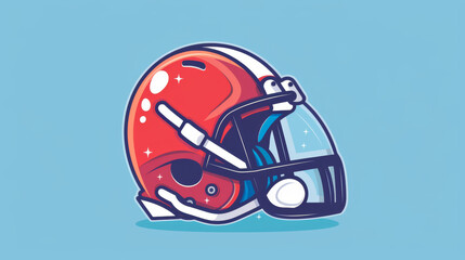 Fototapeta premium Football helmet icon as a cartoon object with flat vector design