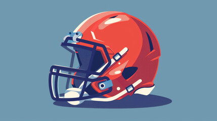 Football helmet icon as a cartoon object with flat vector design