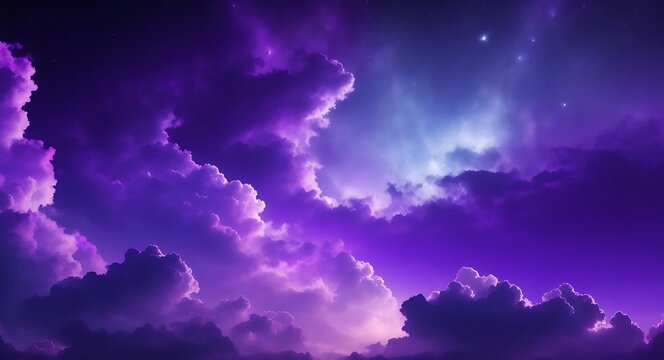 Purple mystical moonlight sky with clouds aky and space galaxy