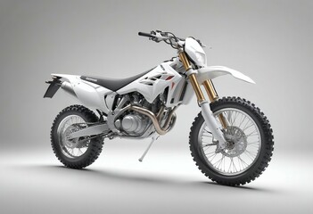 Fototapeta premium motocross, captured against a clean white background, glossy ground, dim spot lights, ad shot,