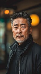 Middle-aged South Korean man with a thoughtful gaze